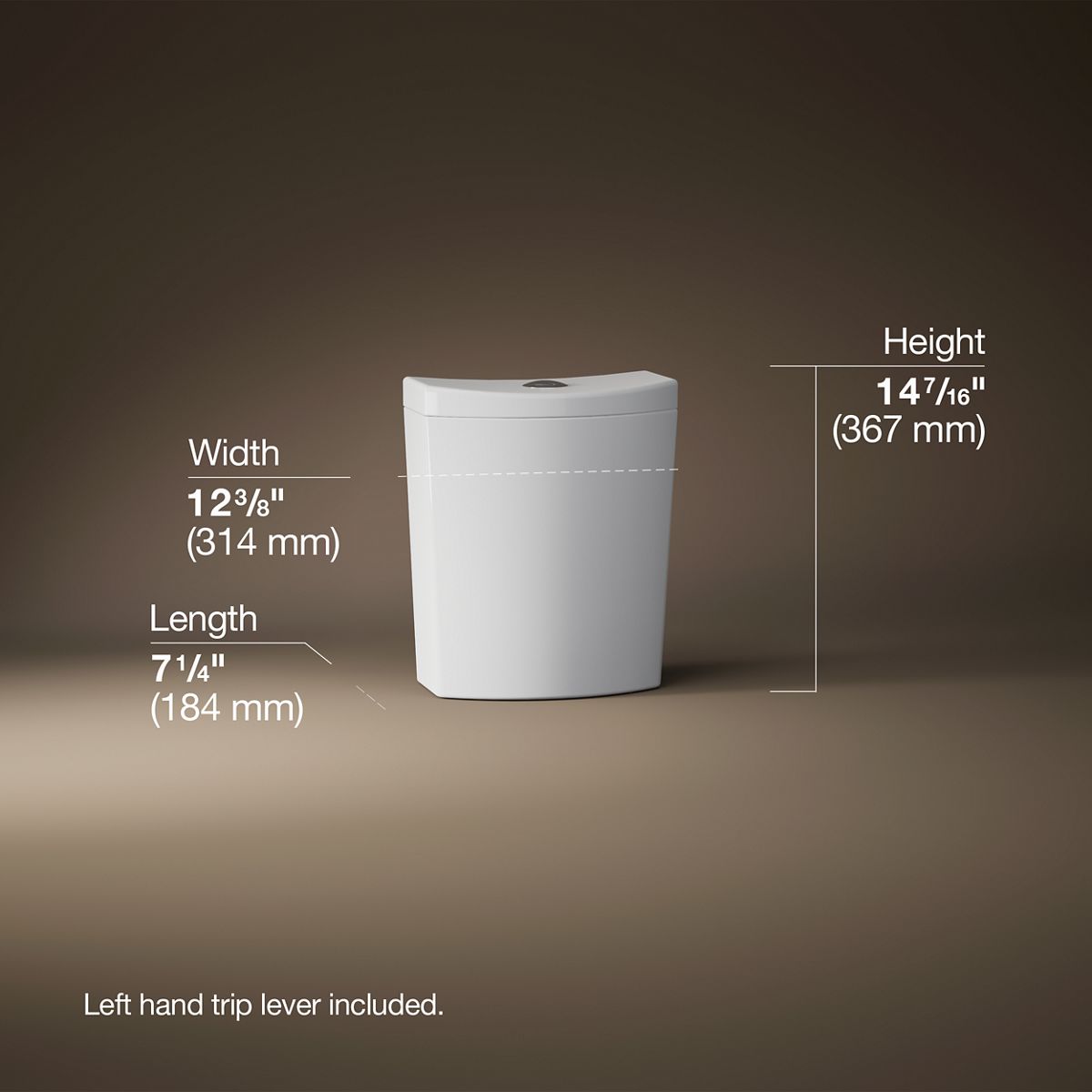 3/4 view of product with dimensions