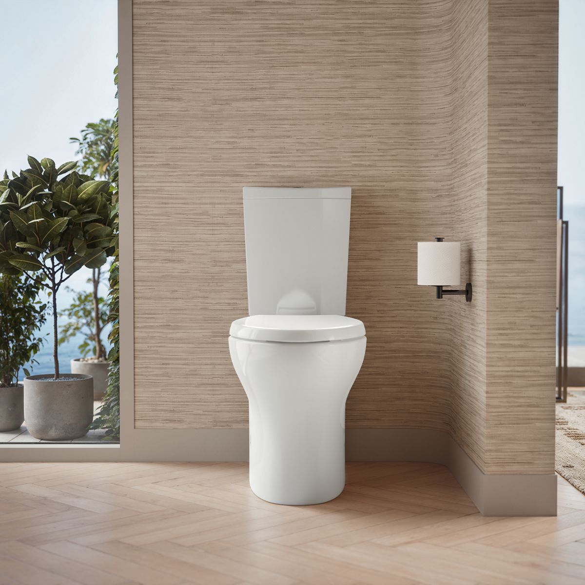 Up to 2 walls & multiple product categories visible, 1-point perspective