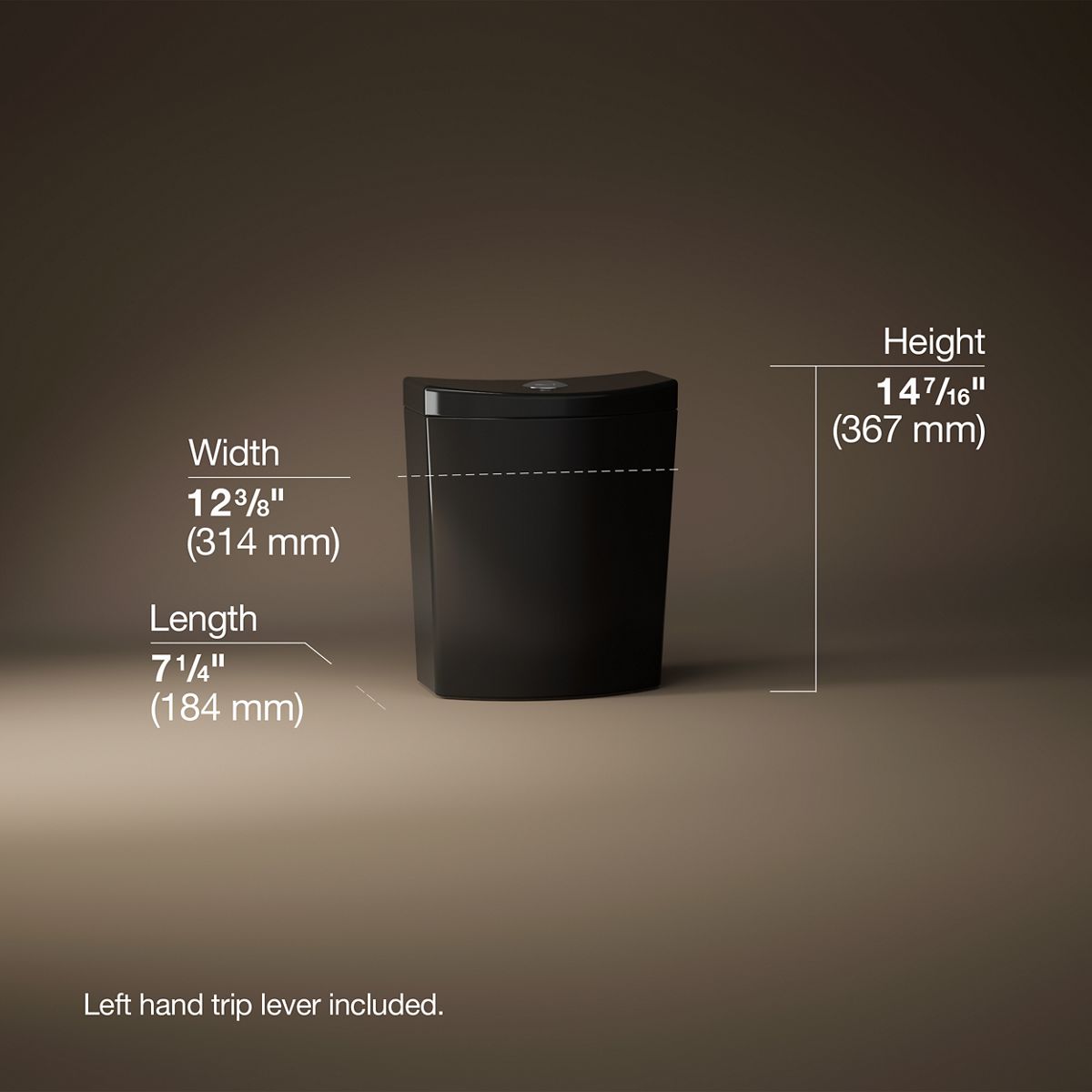 3/4 view of product with dimensions