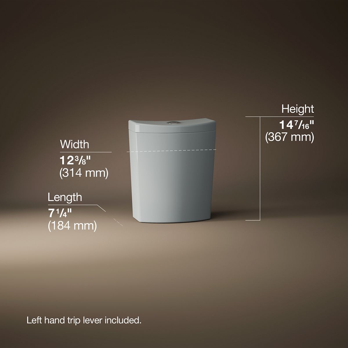 3/4 view of product with dimensions