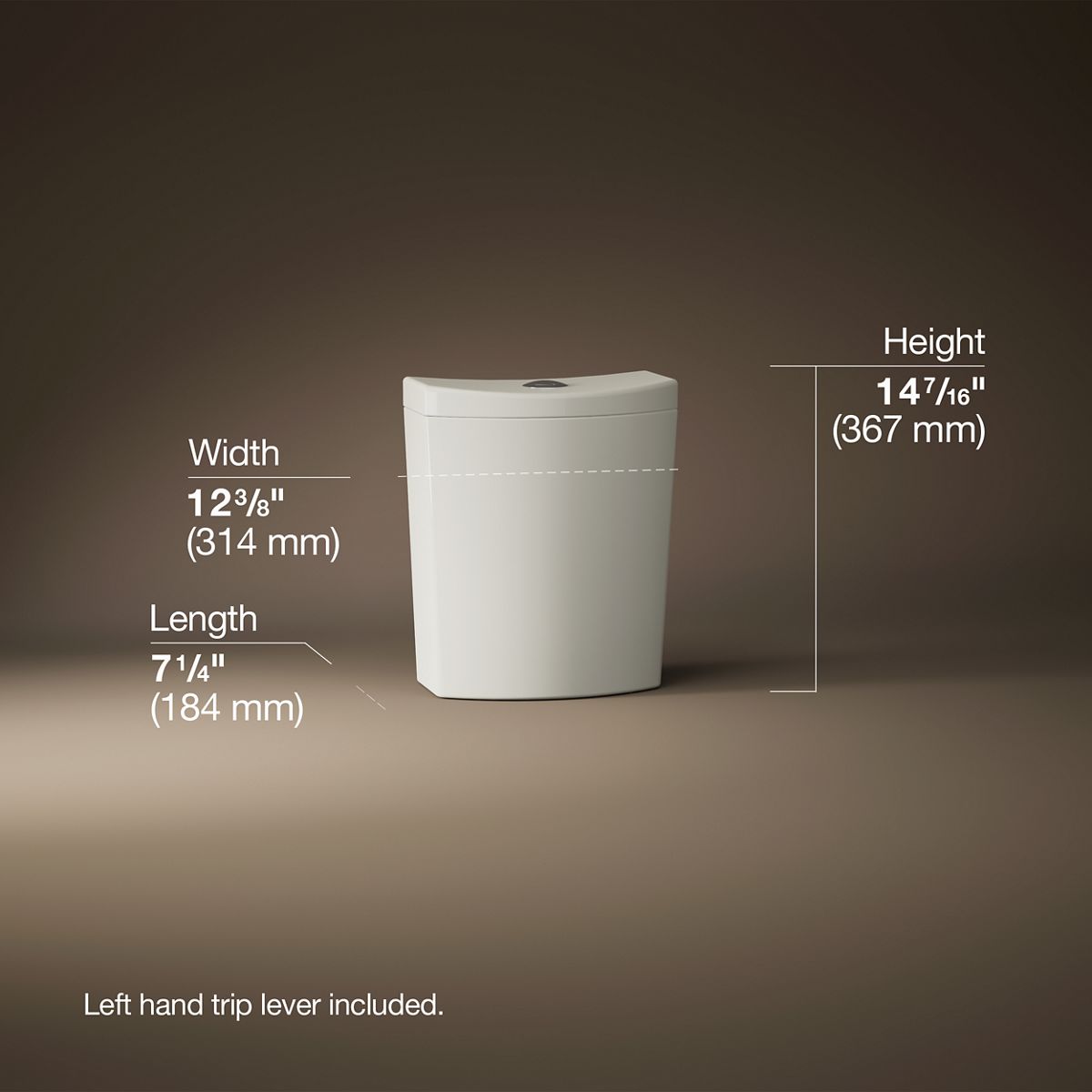 3/4 view of product with dimensions