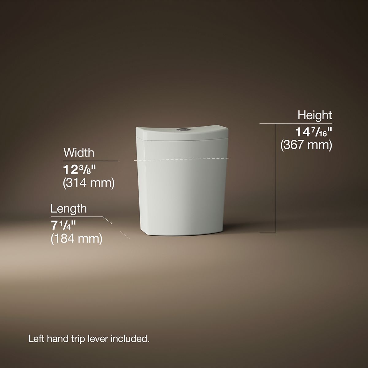 3/4 view of product with dimensions
