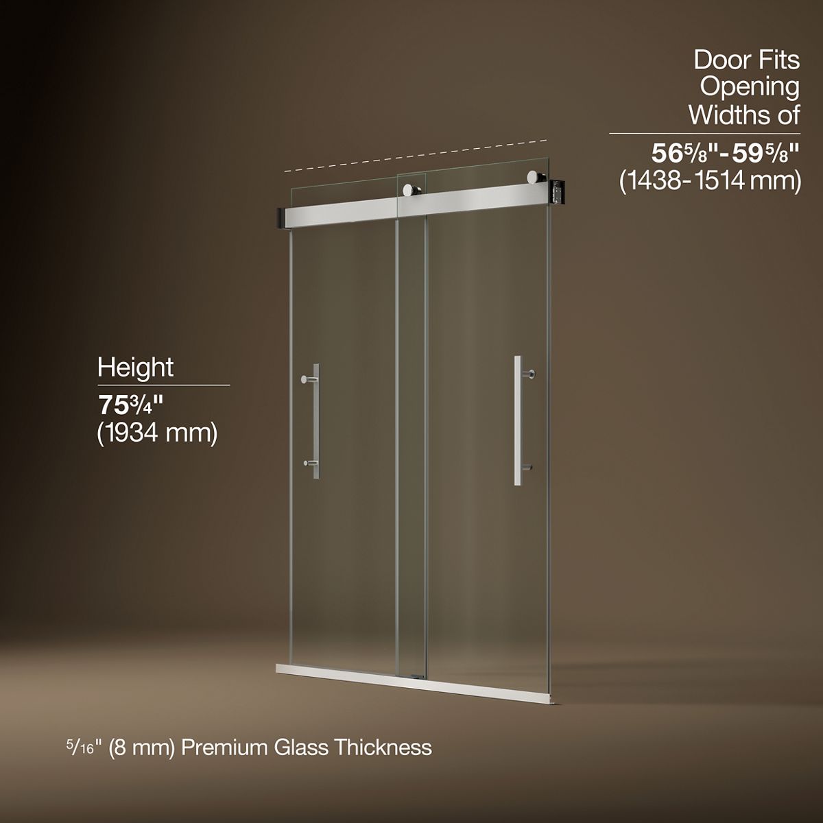 3/4 view of product with dimensions