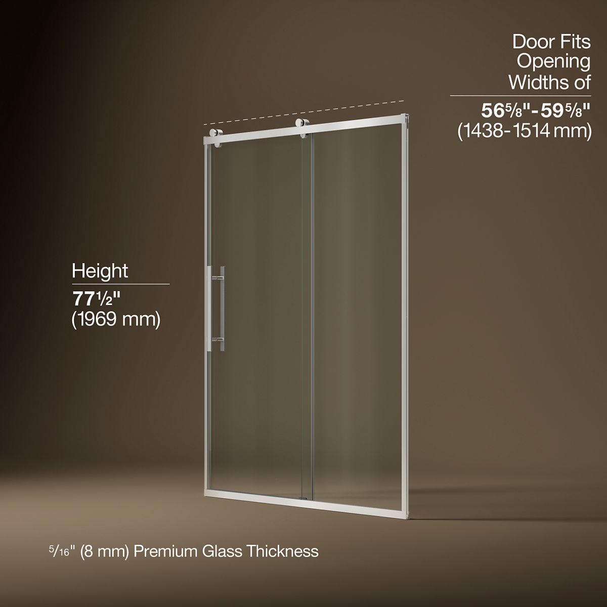 3/4 view of product with dimensions