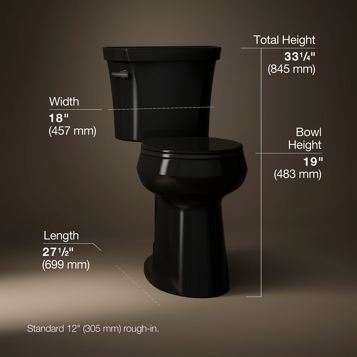 3/4 view of product with dimensions