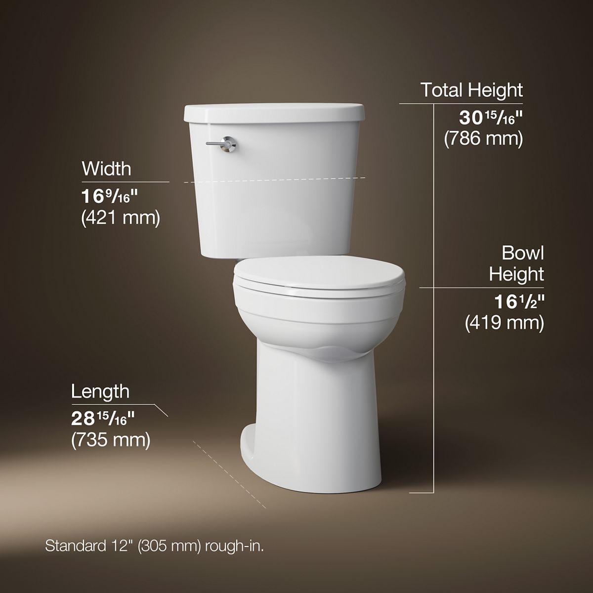 3/4 view of product with dimensions