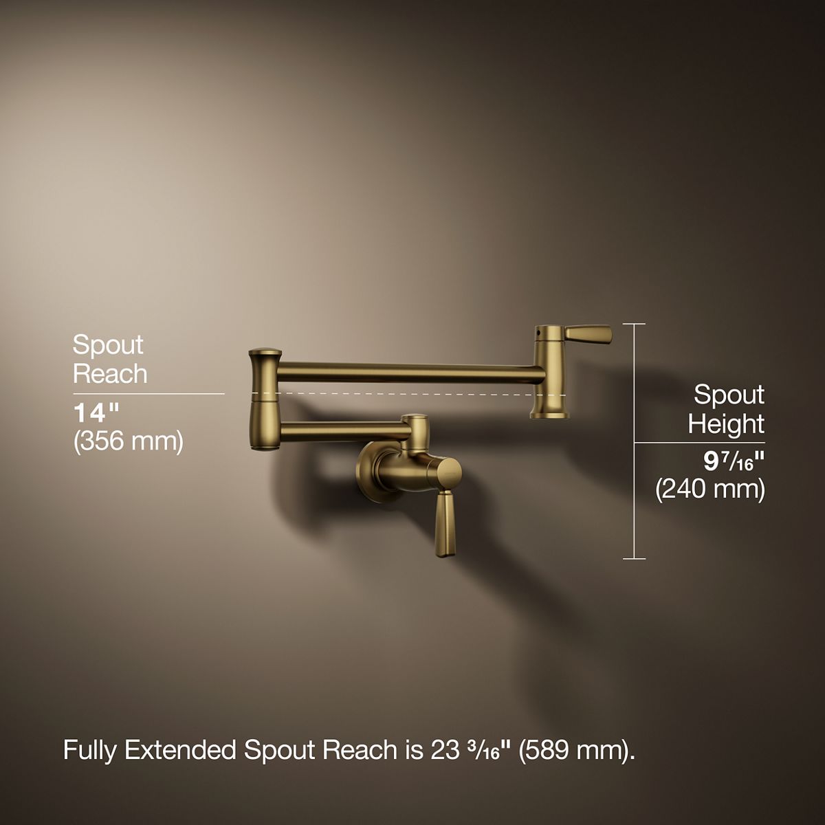 3/4 view of product with dimensions