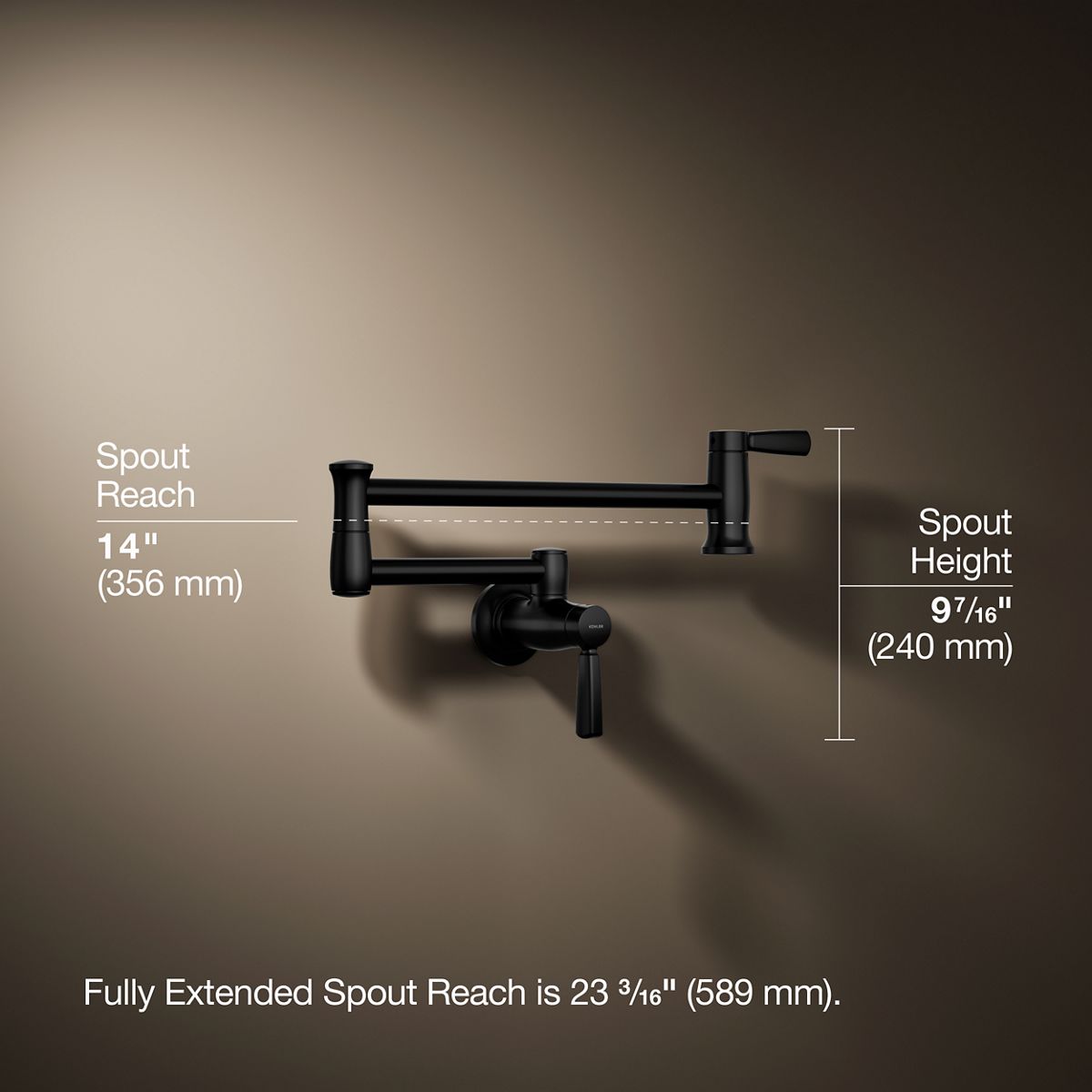 3/4 view of product with dimensions