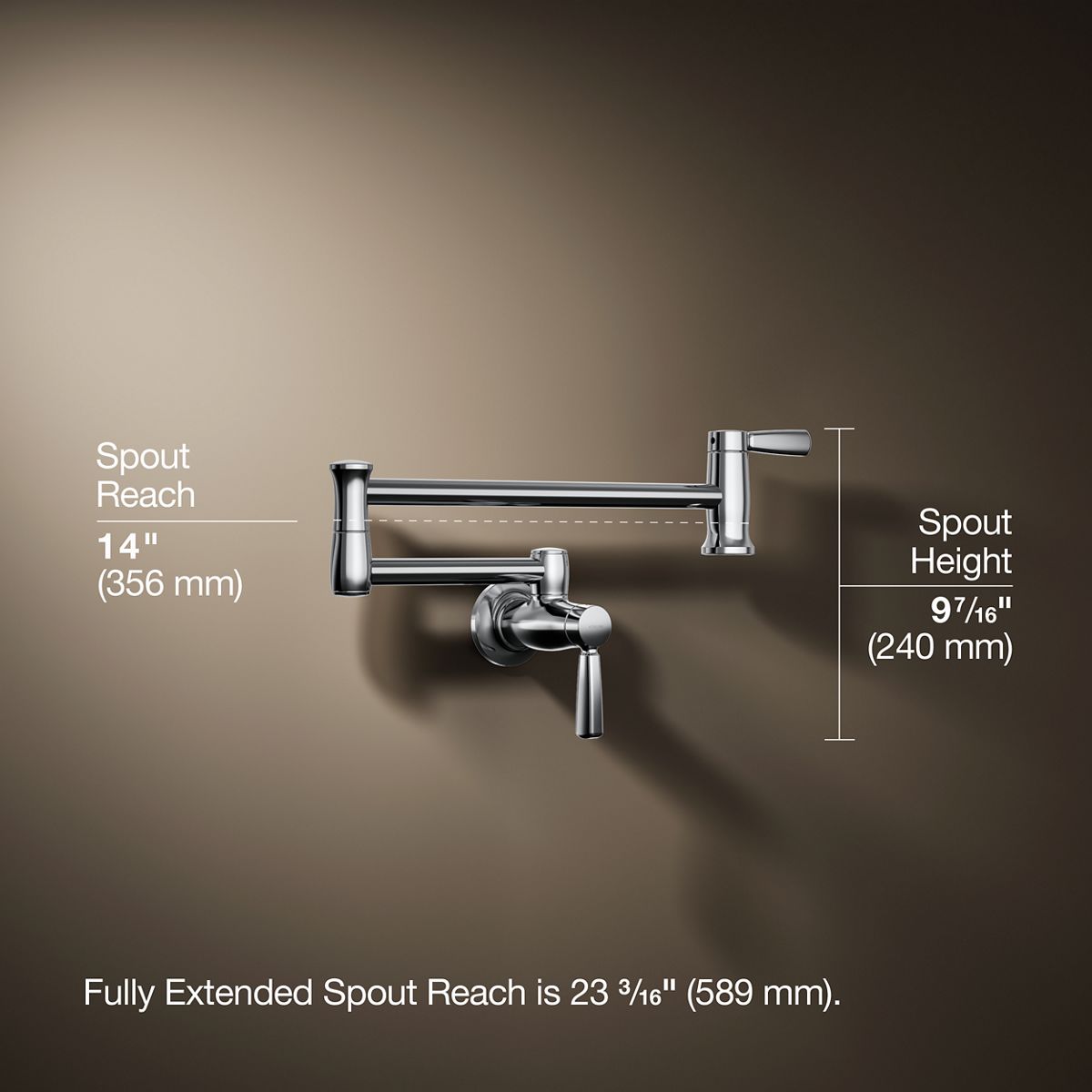 3/4 view of product with dimensions
