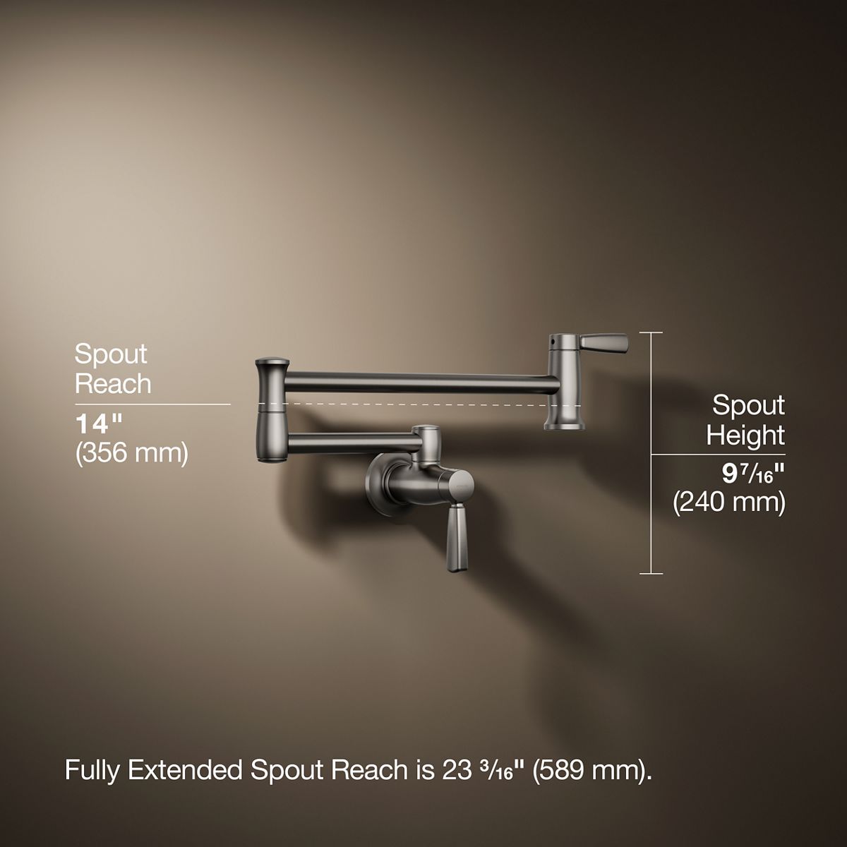 3/4 view of product with dimensions