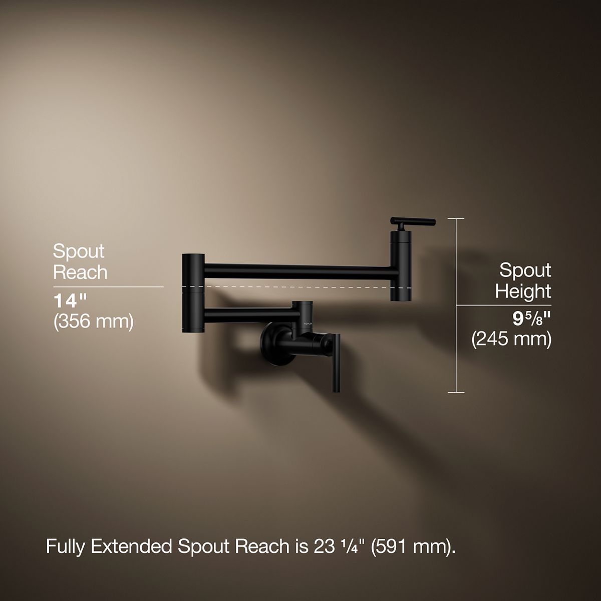 3/4 view of product with dimensions