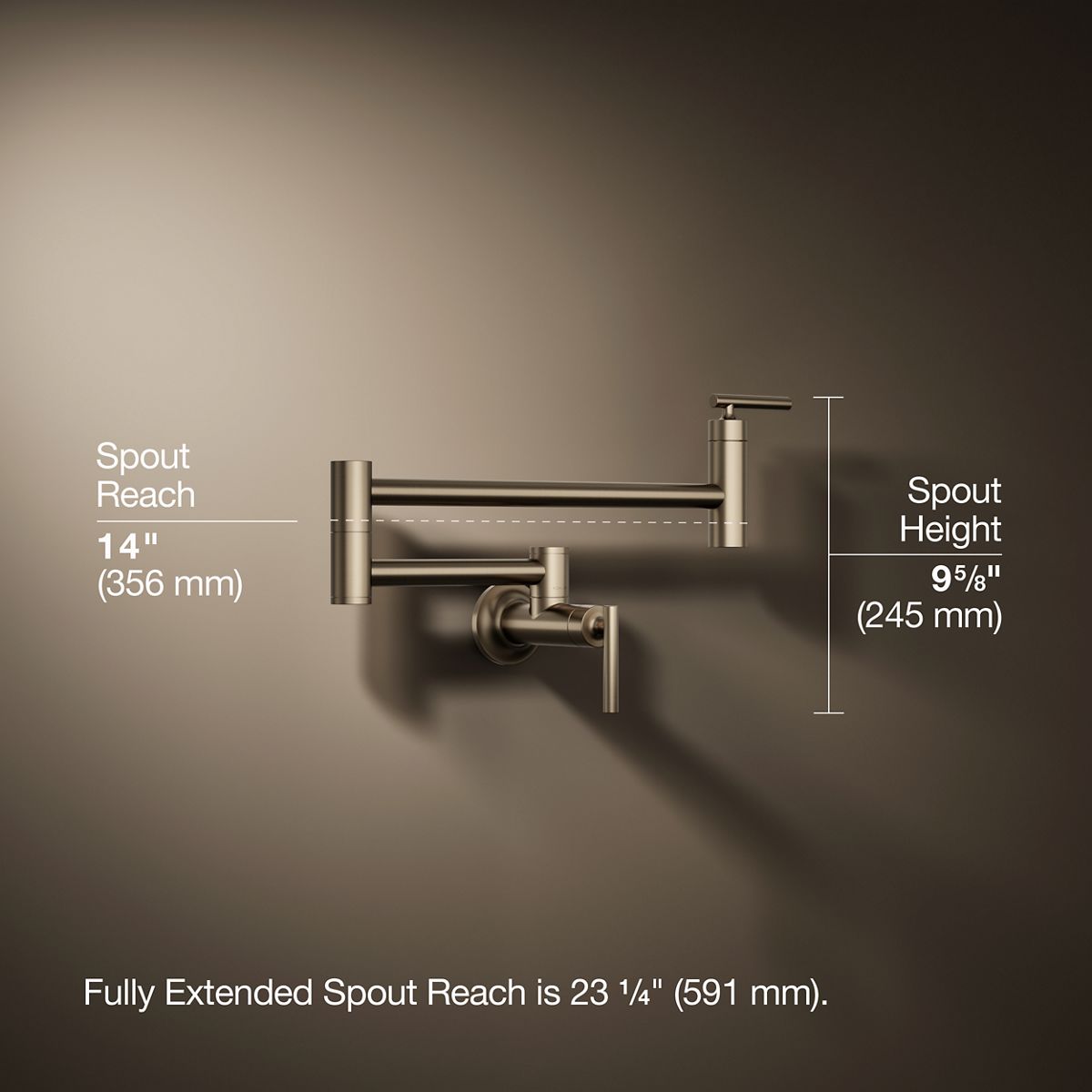 3/4 view of product with dimensions
