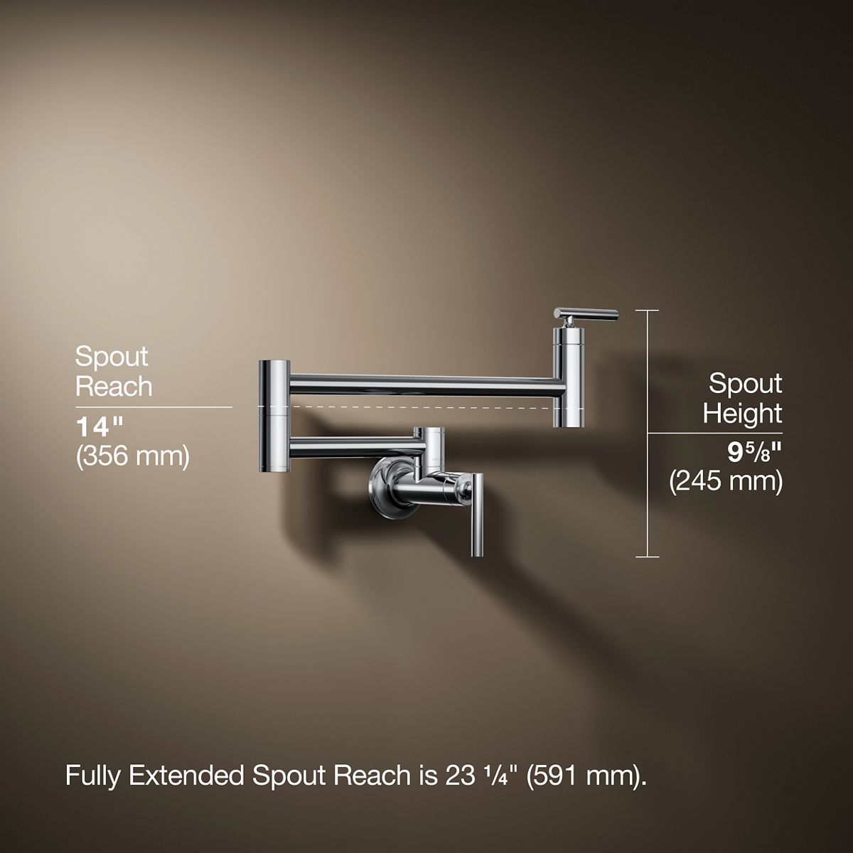 3/4 view of product with dimensions