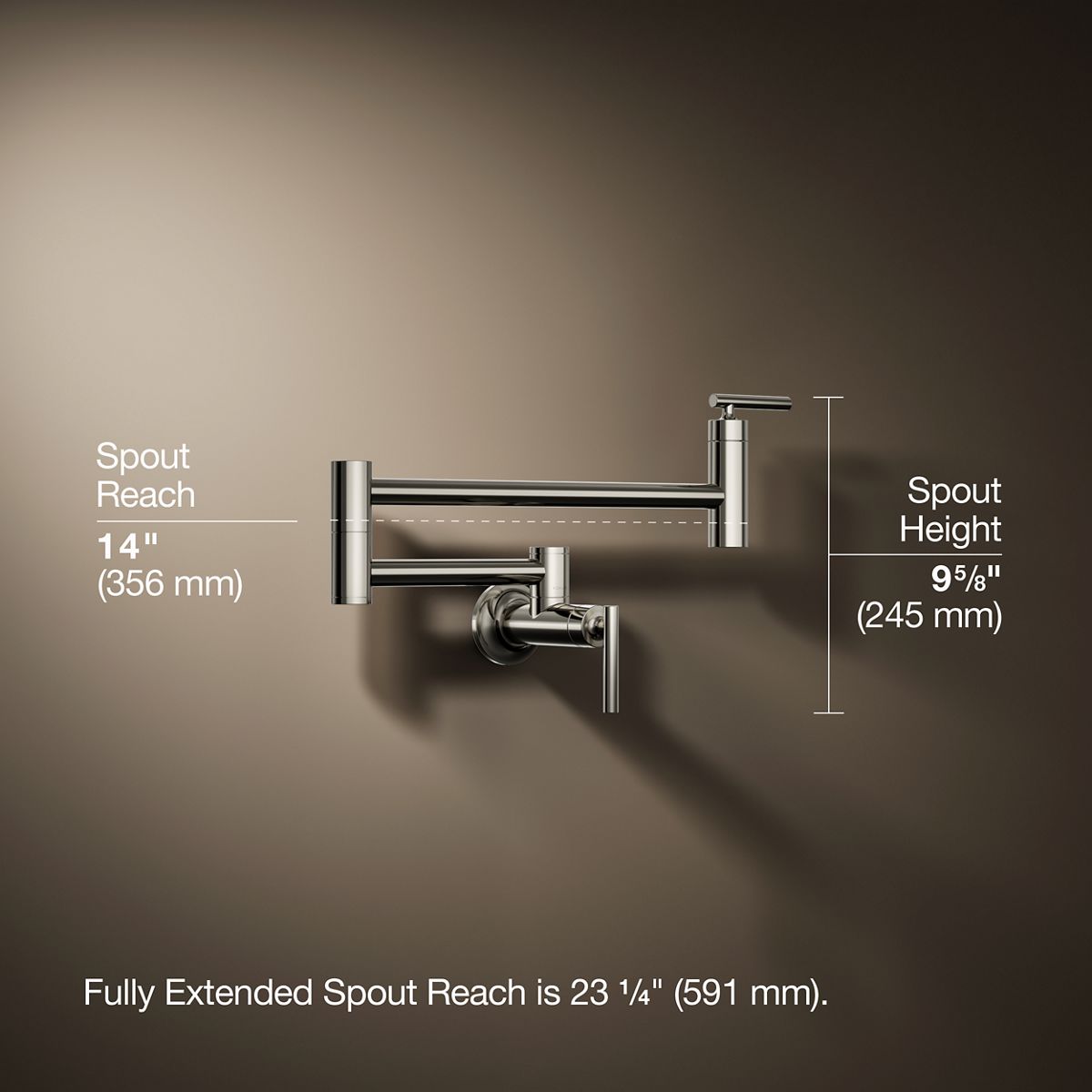 3/4 view of product with dimensions