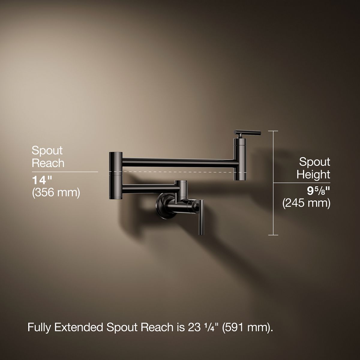 3/4 view of product with dimensions