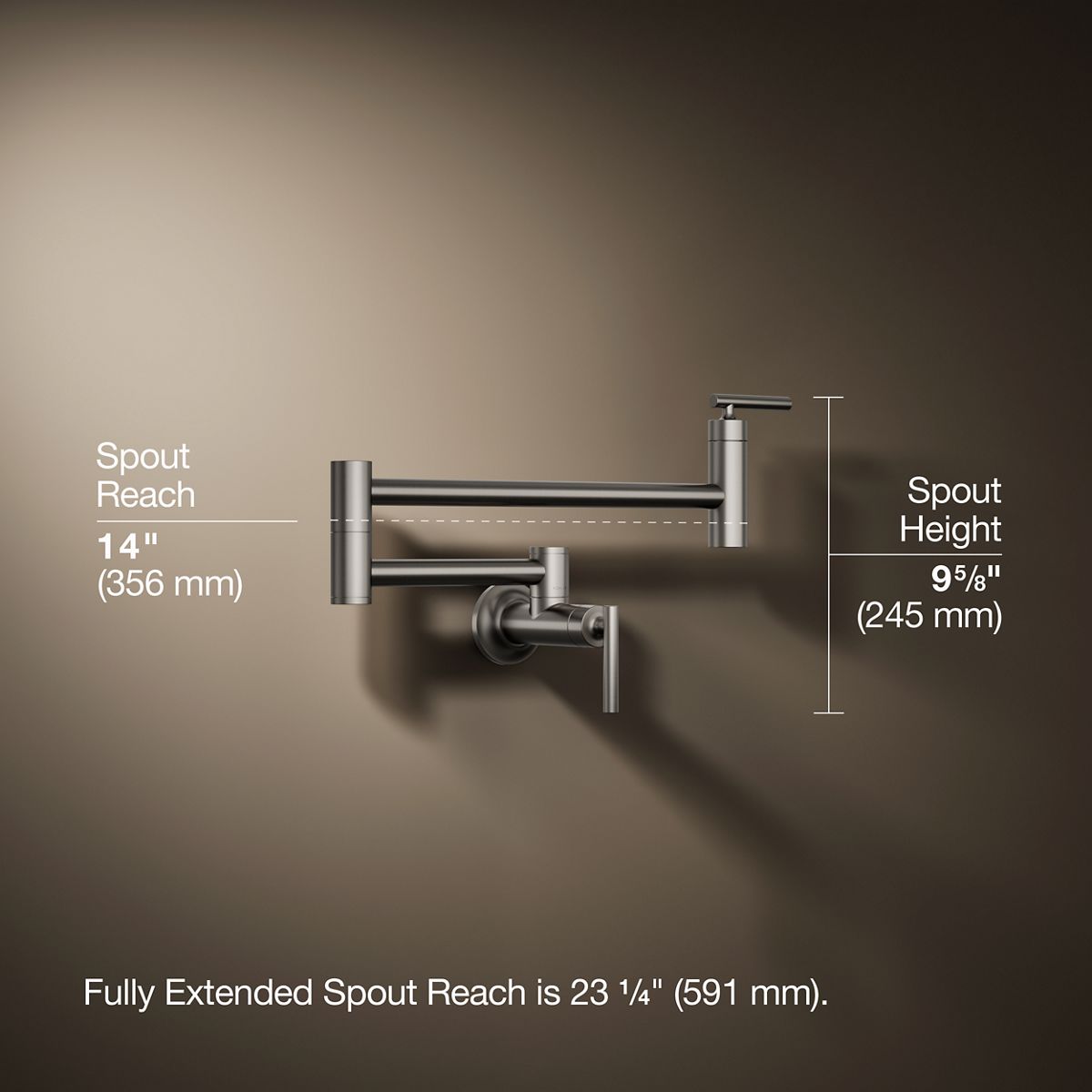3/4 view of product with dimensions