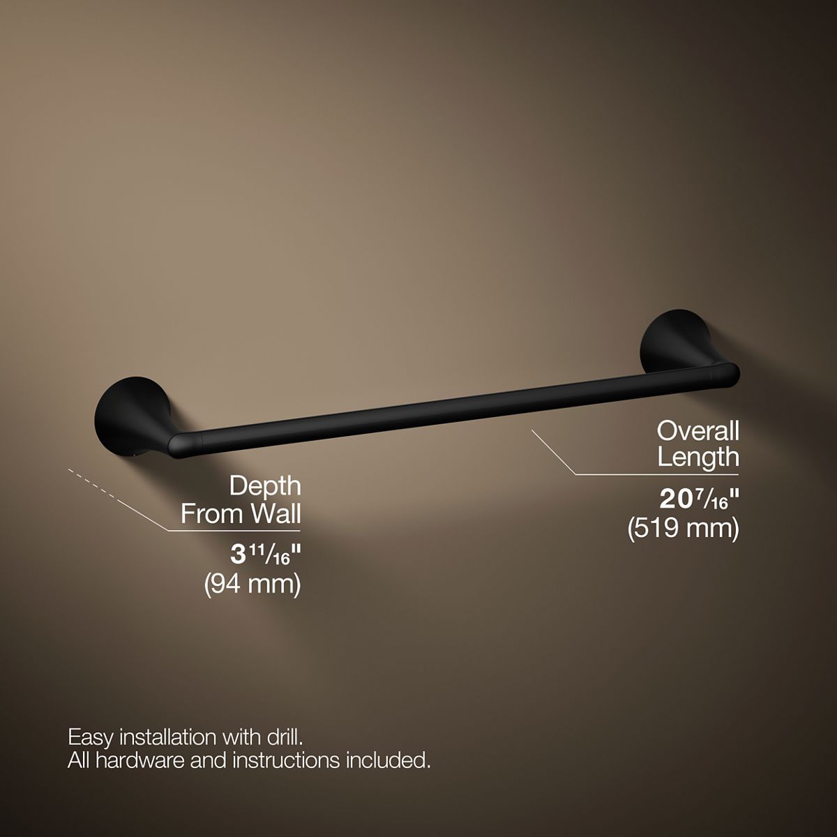 3/4 view of product with dimensions