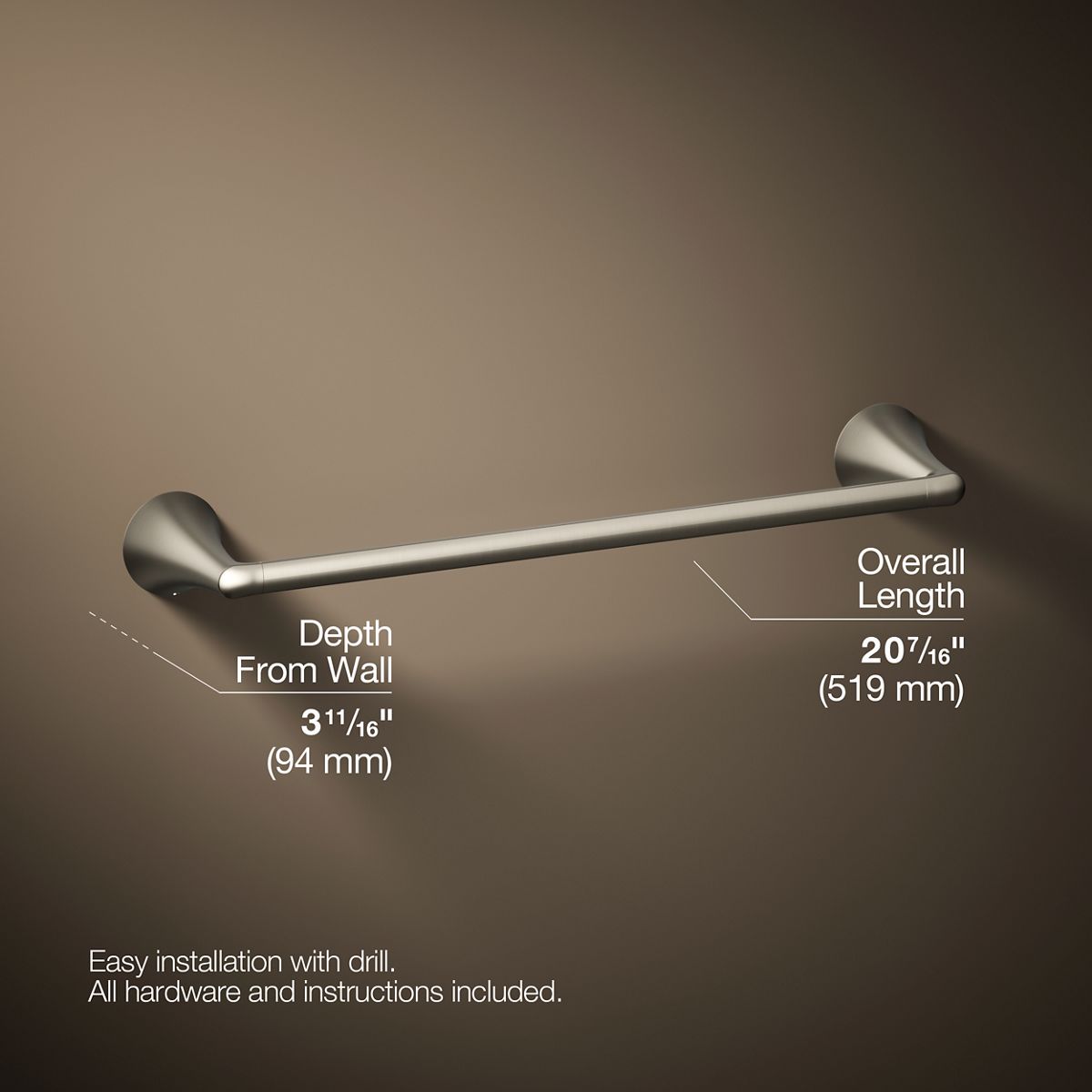 3/4 view of product with dimensions
