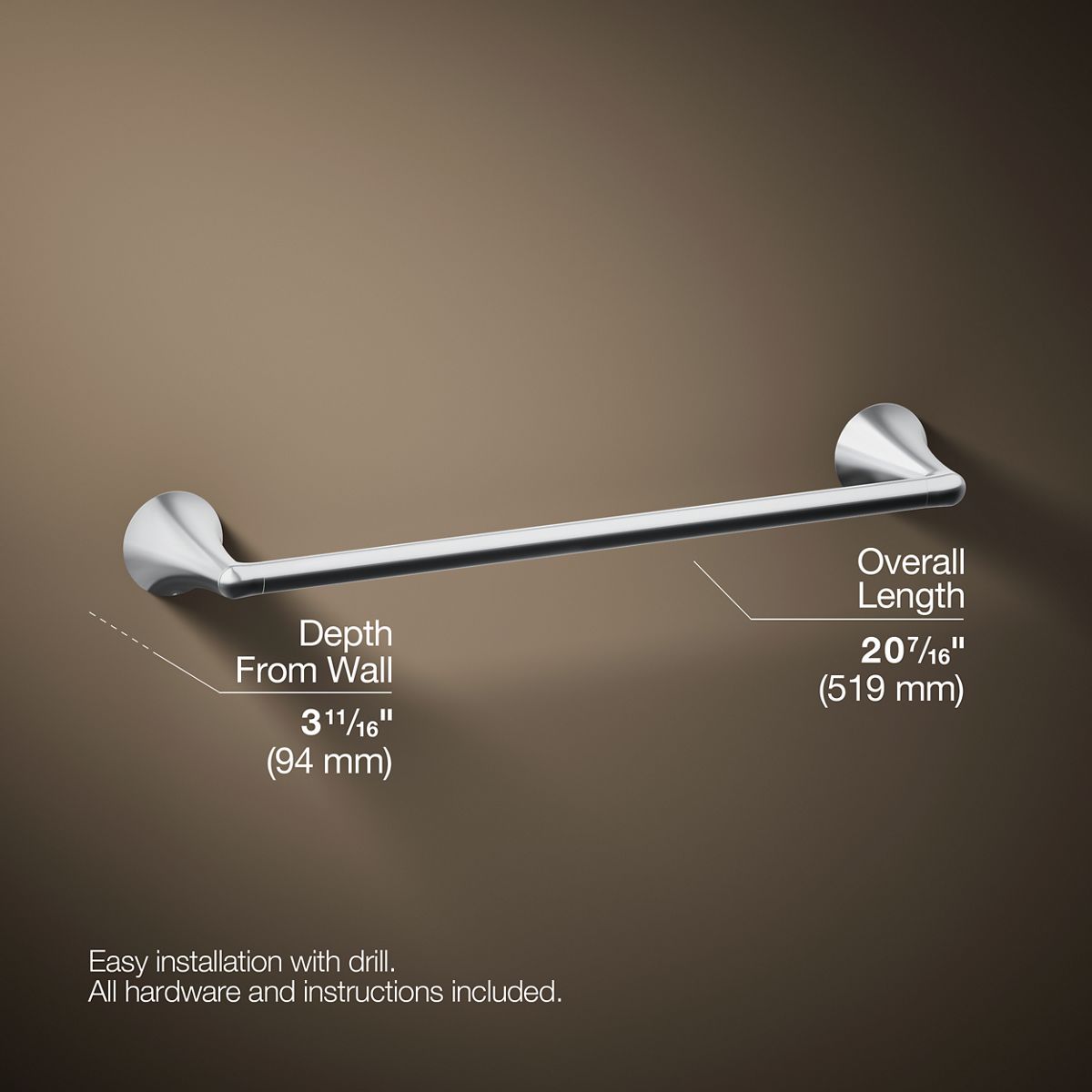 3/4 view of product with dimensions