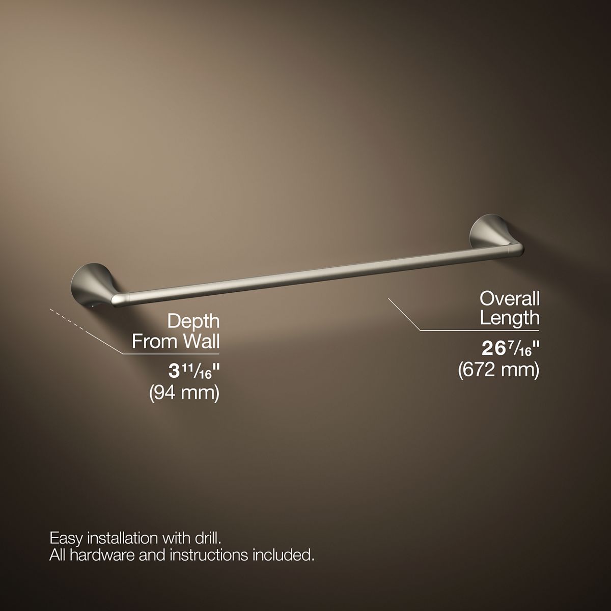 3/4 view of product with dimensions