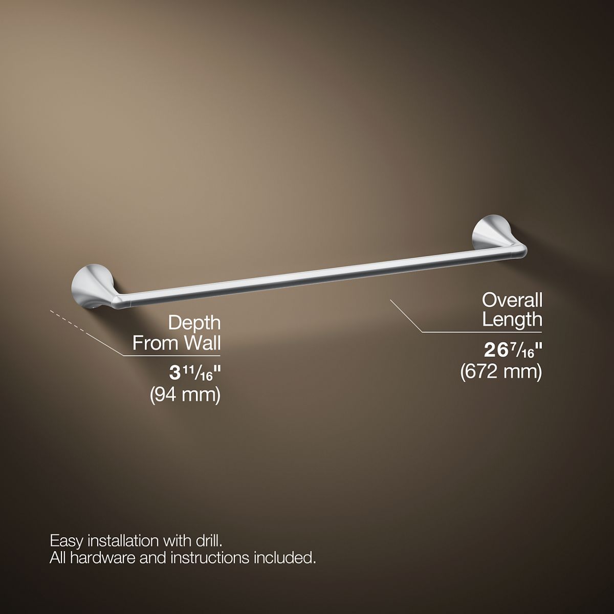 3/4 view of product with dimensions