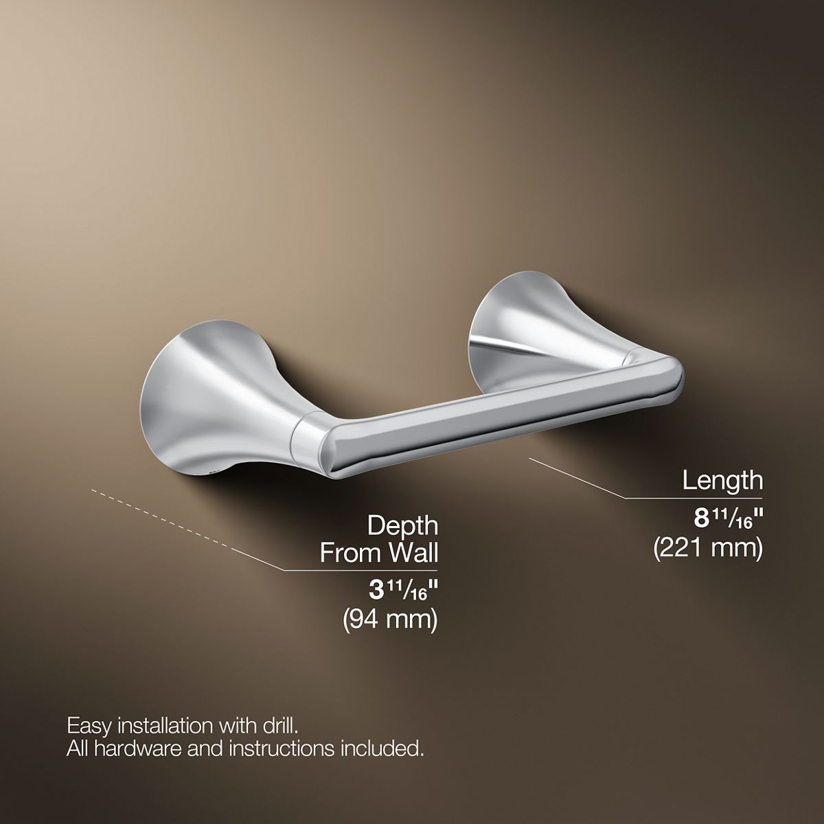 3/4 view of product with dimensions