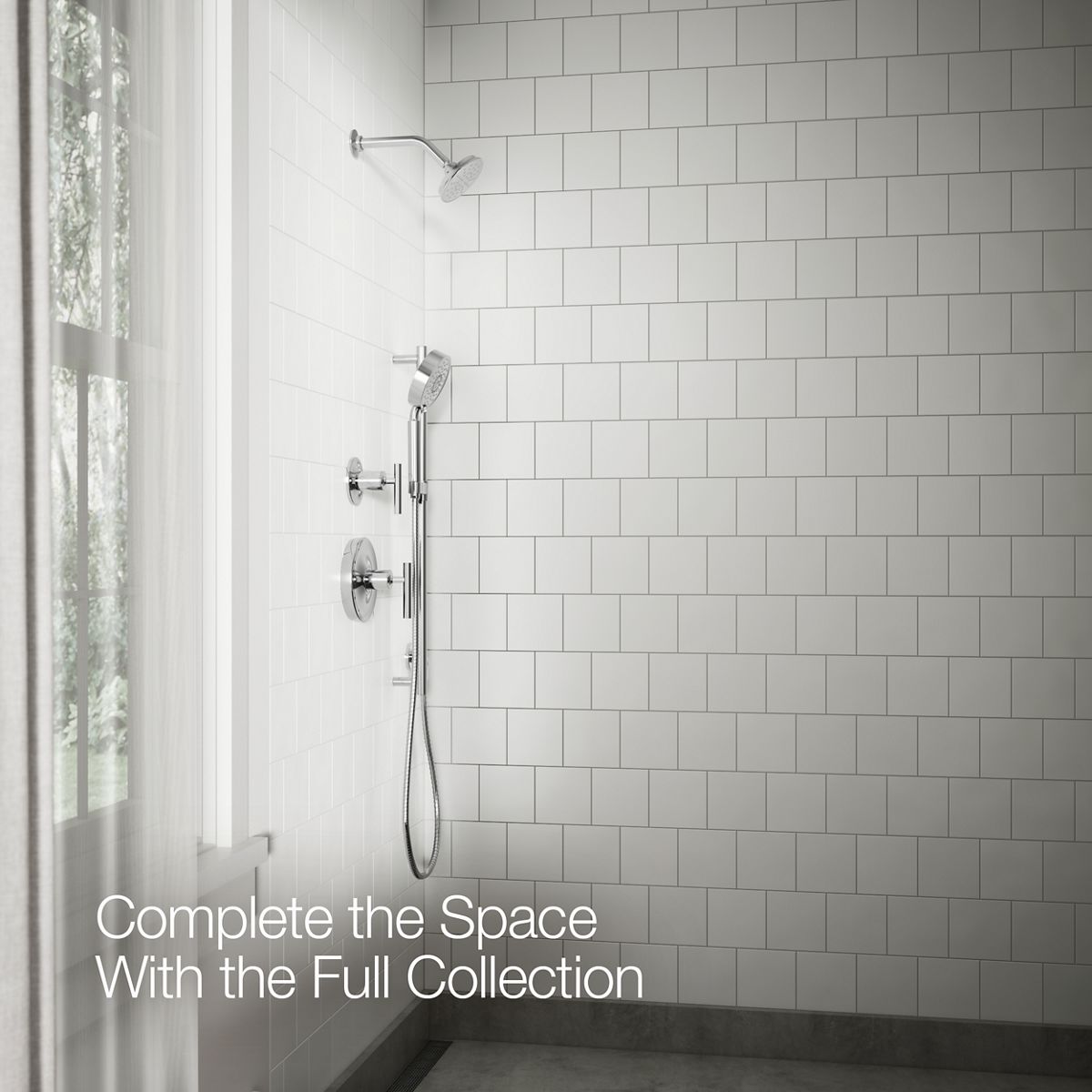 Up to 3 walls & multiple product categories visible, 1-point perspective