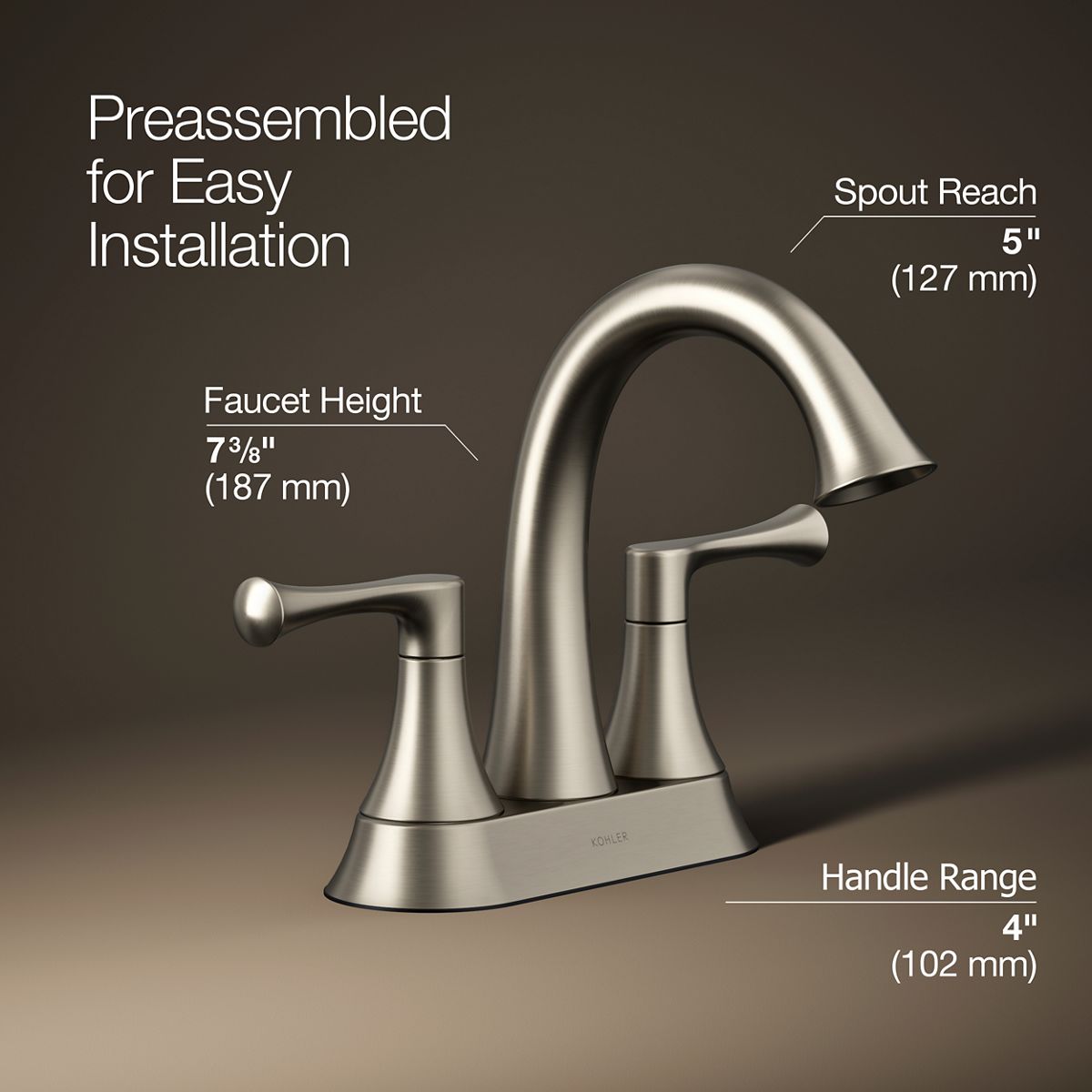 3/4 view of product with dimensions