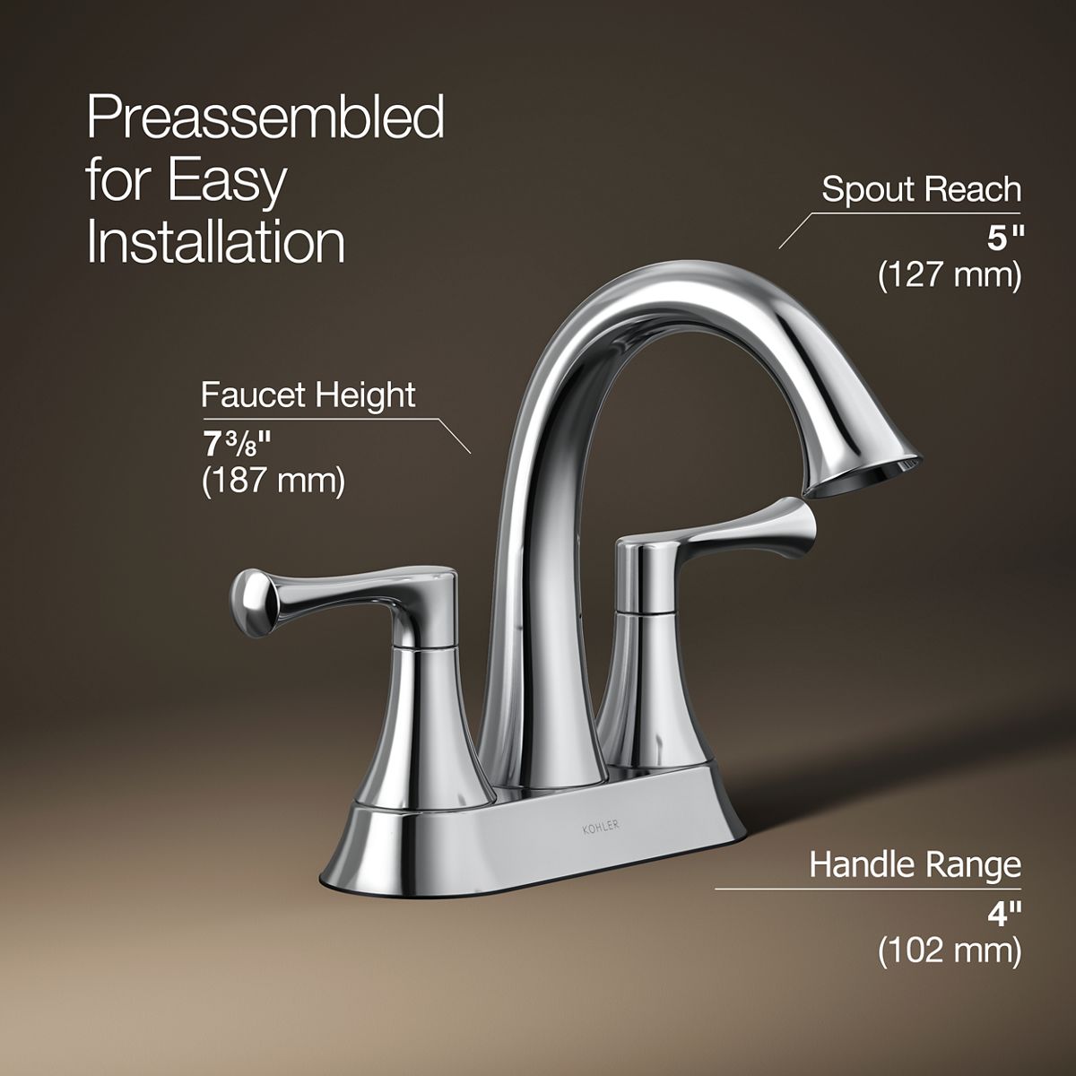 3/4 view of product with dimensions