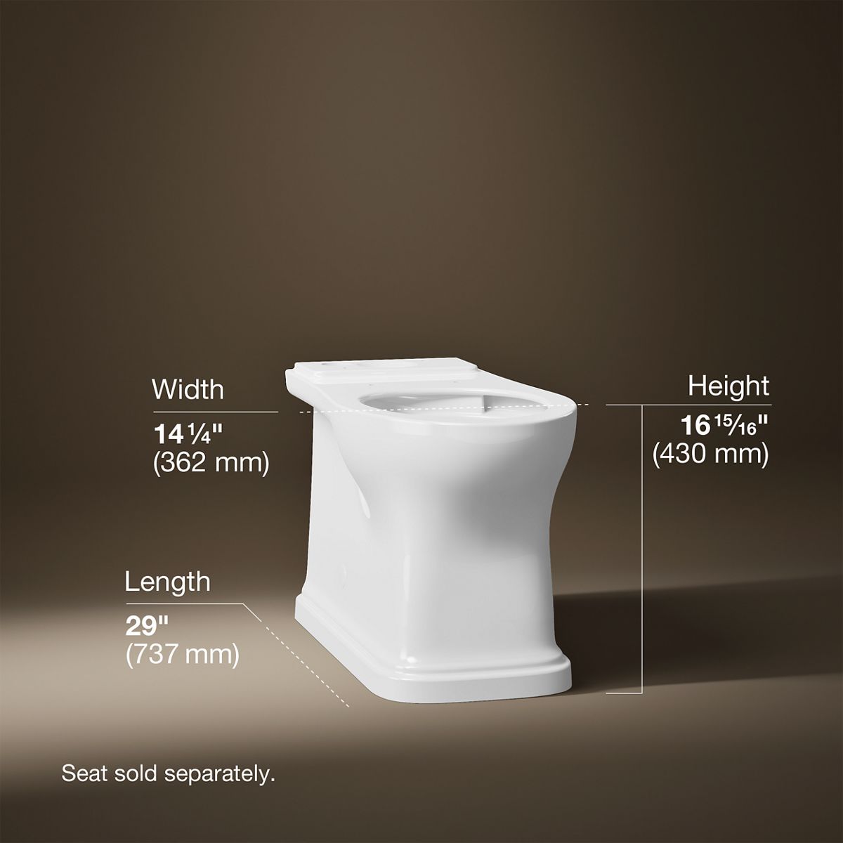 3/4 view of product with dimensions