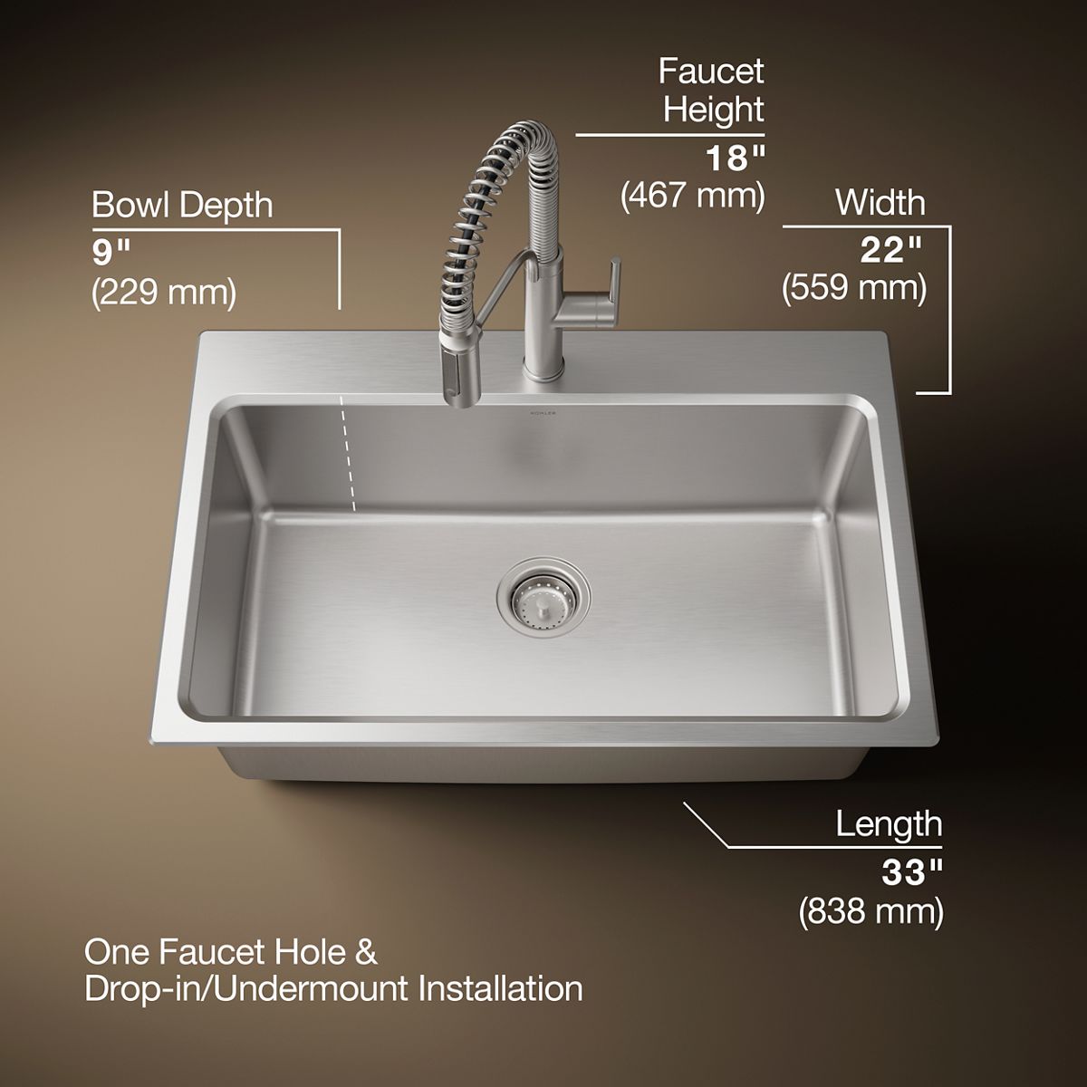 3/4 view of product with dimensions
