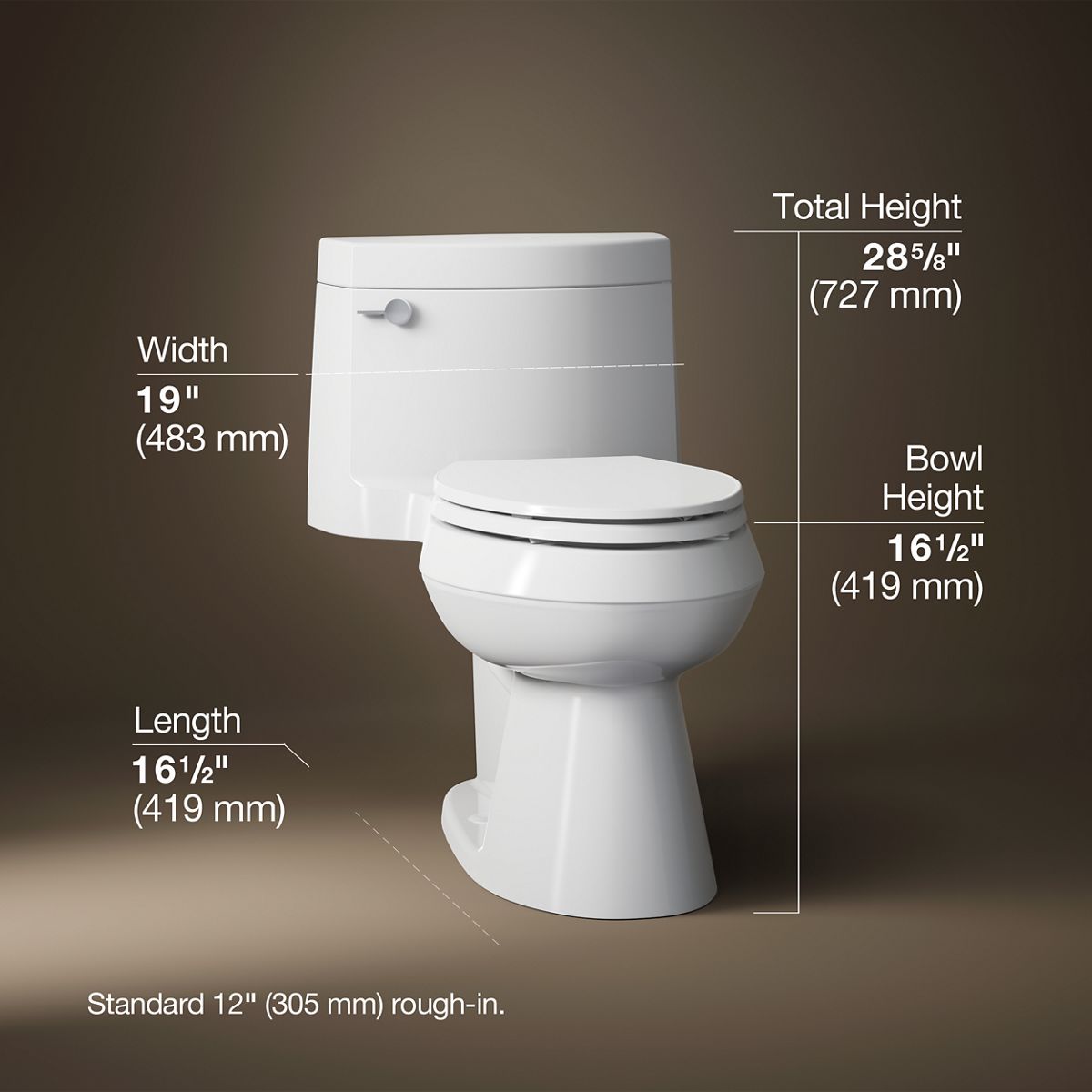 3/4 view of product with dimensions