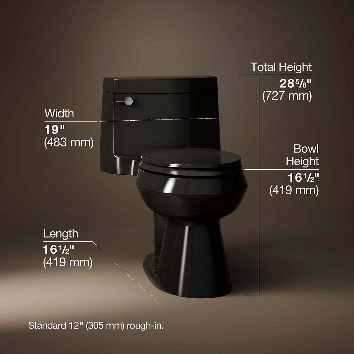 3/4 view of product with dimensions