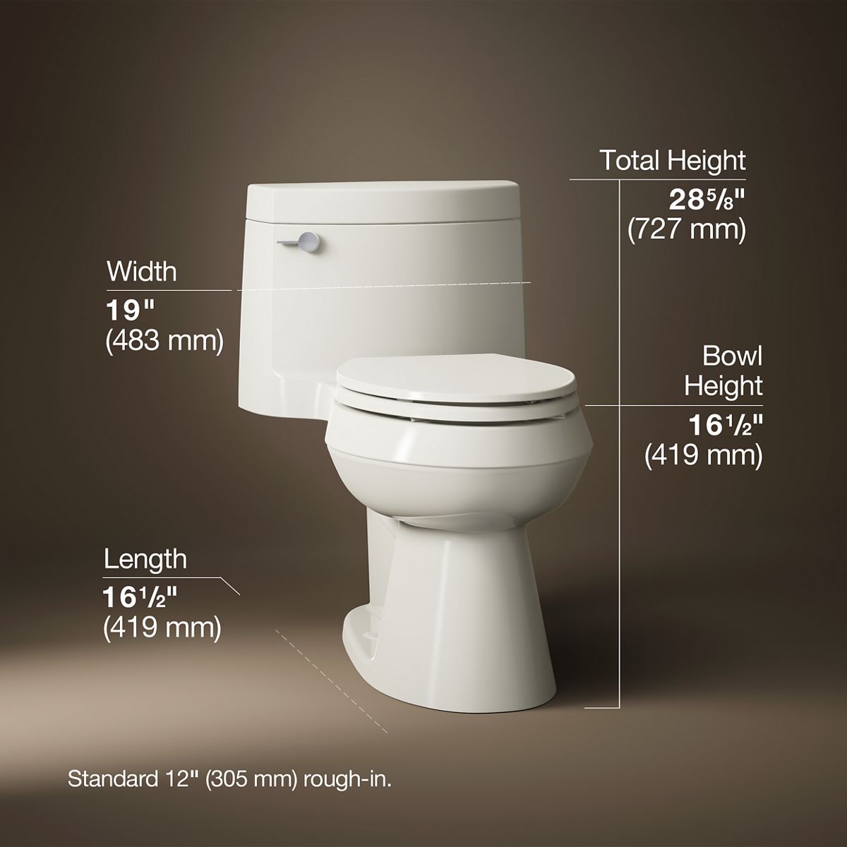 3/4 view of product with dimensions