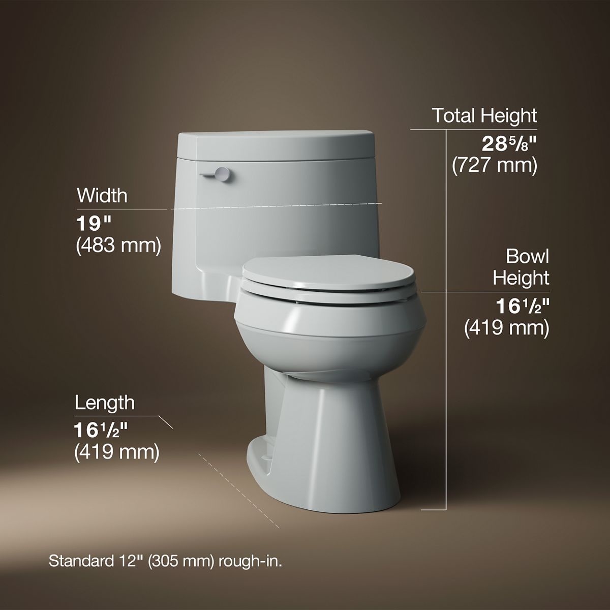 3/4 view of product with dimensions