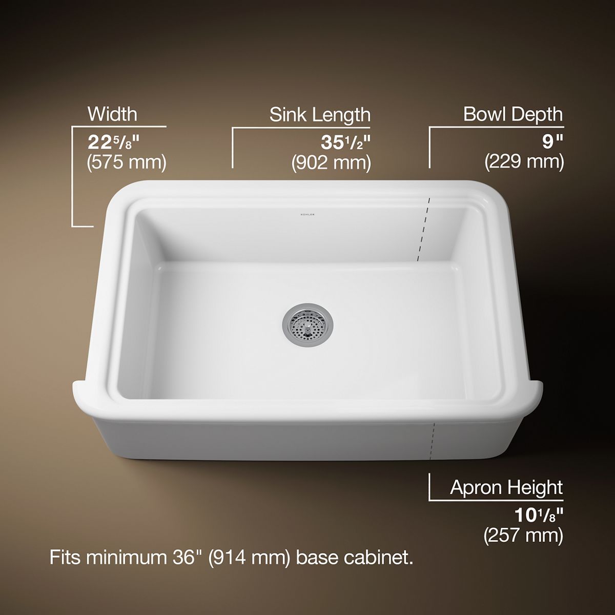 3/4 view of product with dimensions