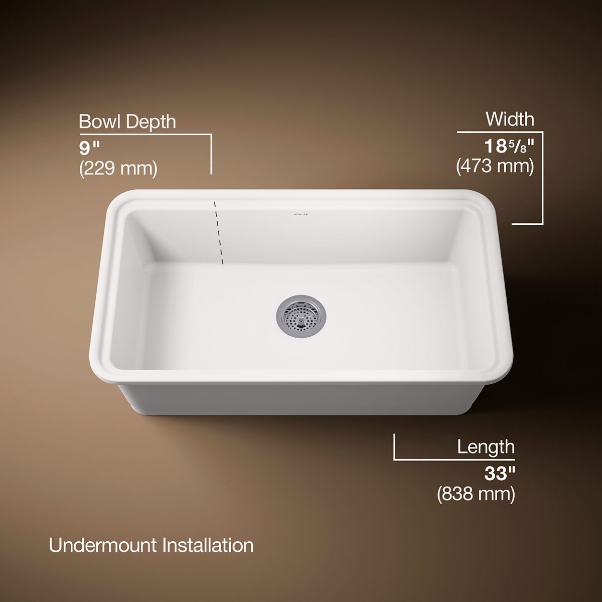 3/4 view of product with dimensions