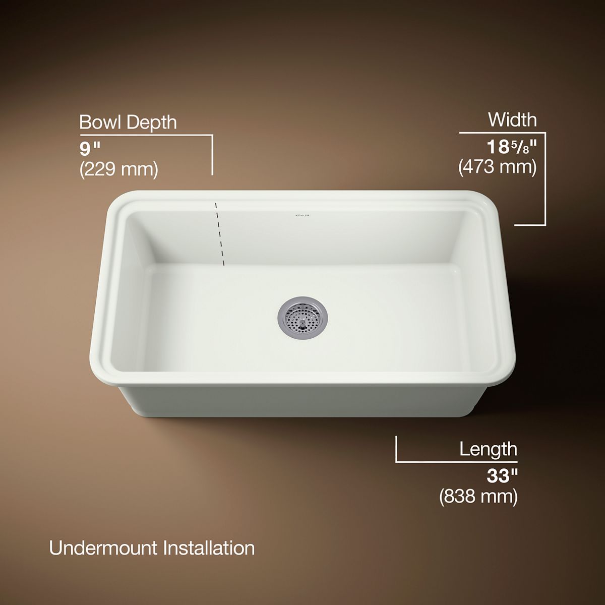 3/4 view of product with dimensions