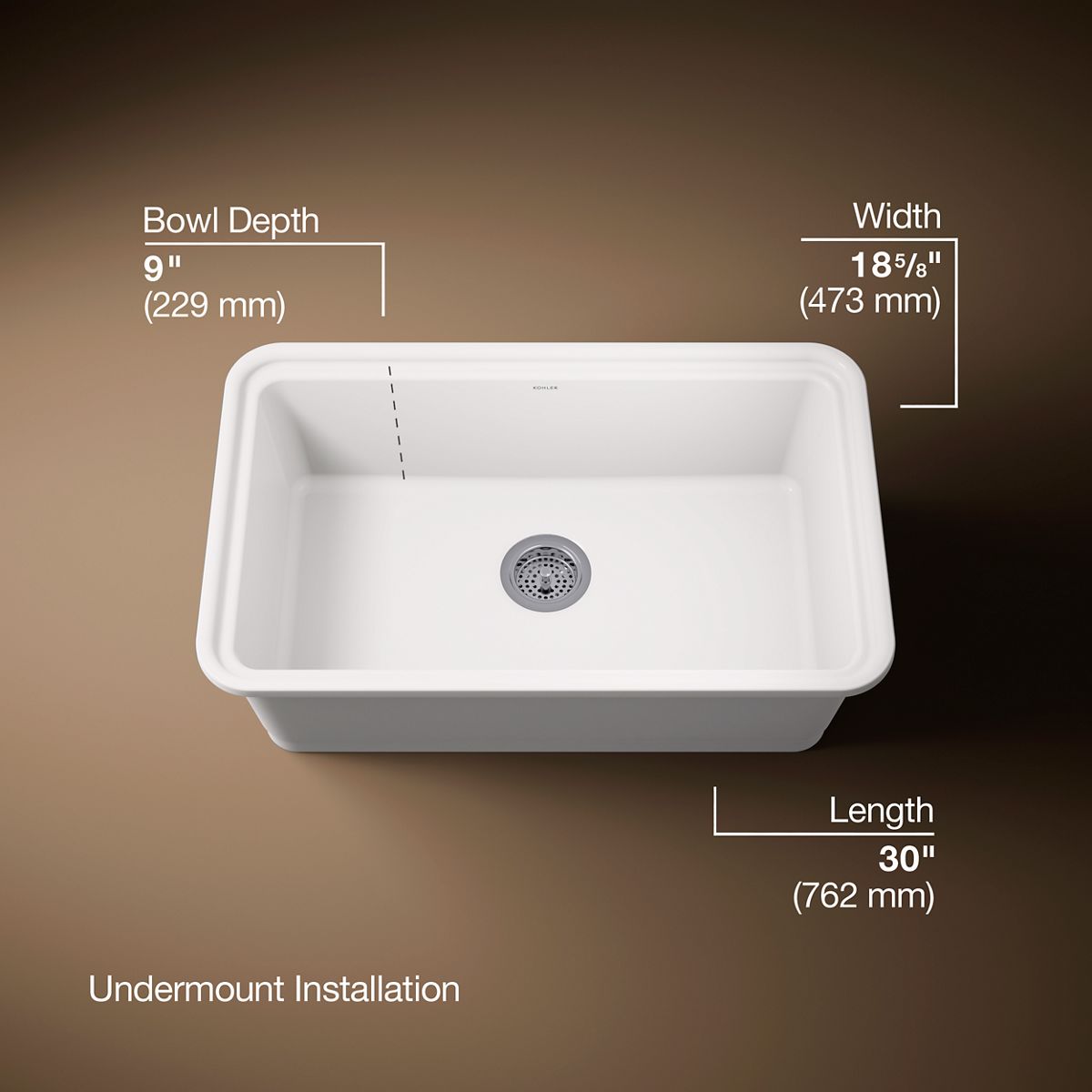 3/4 view of product with dimensions