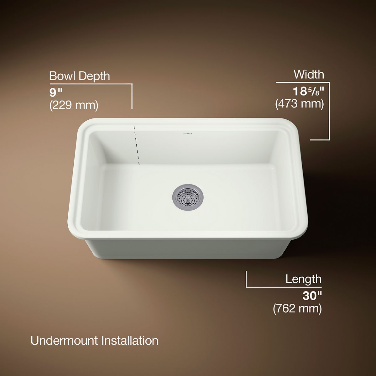 3/4 view of product with dimensions