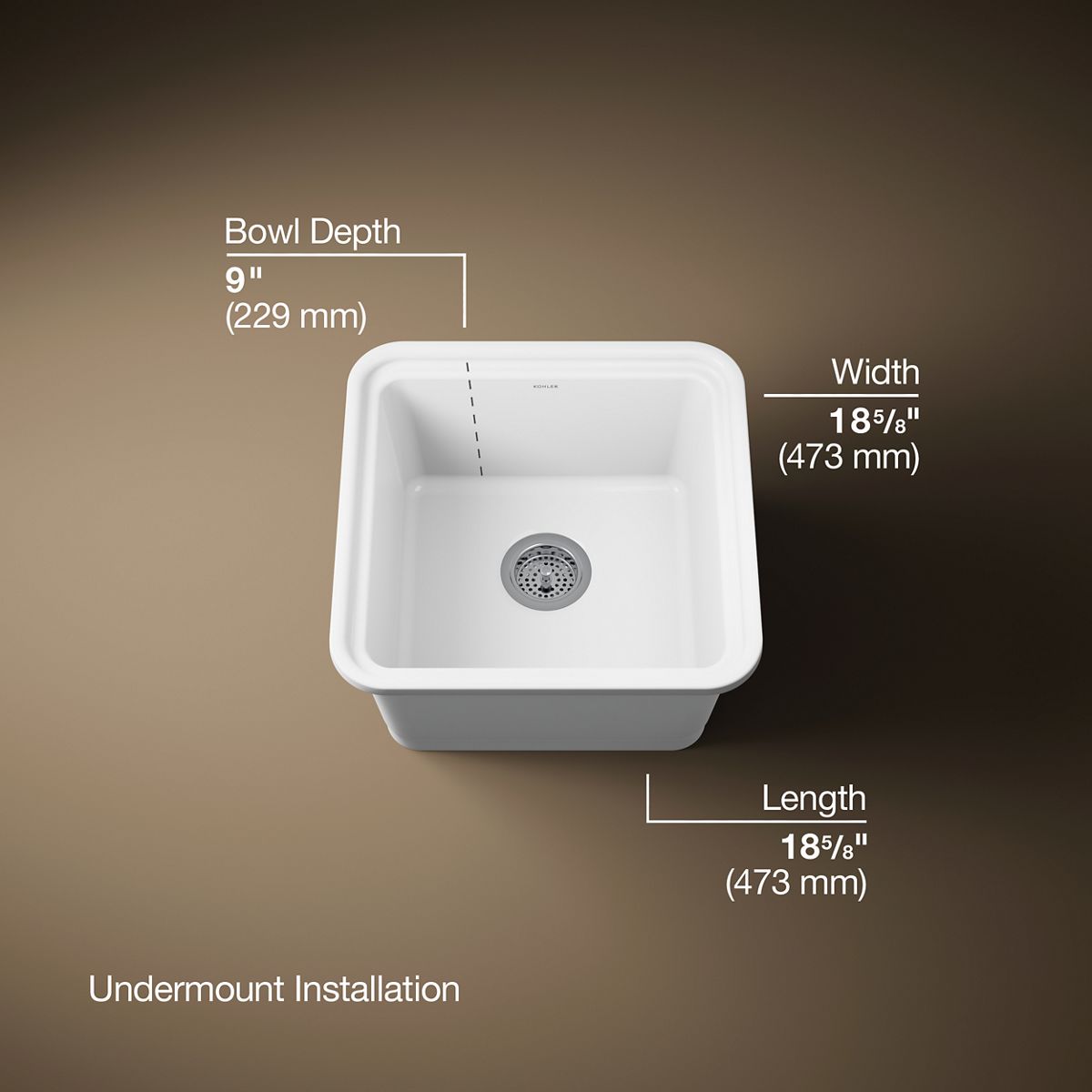 3/4 view of product with dimensions