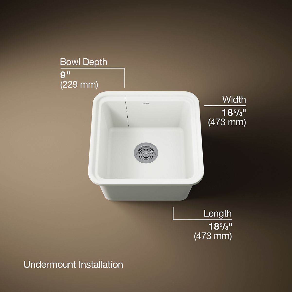 3/4 view of product with dimensions