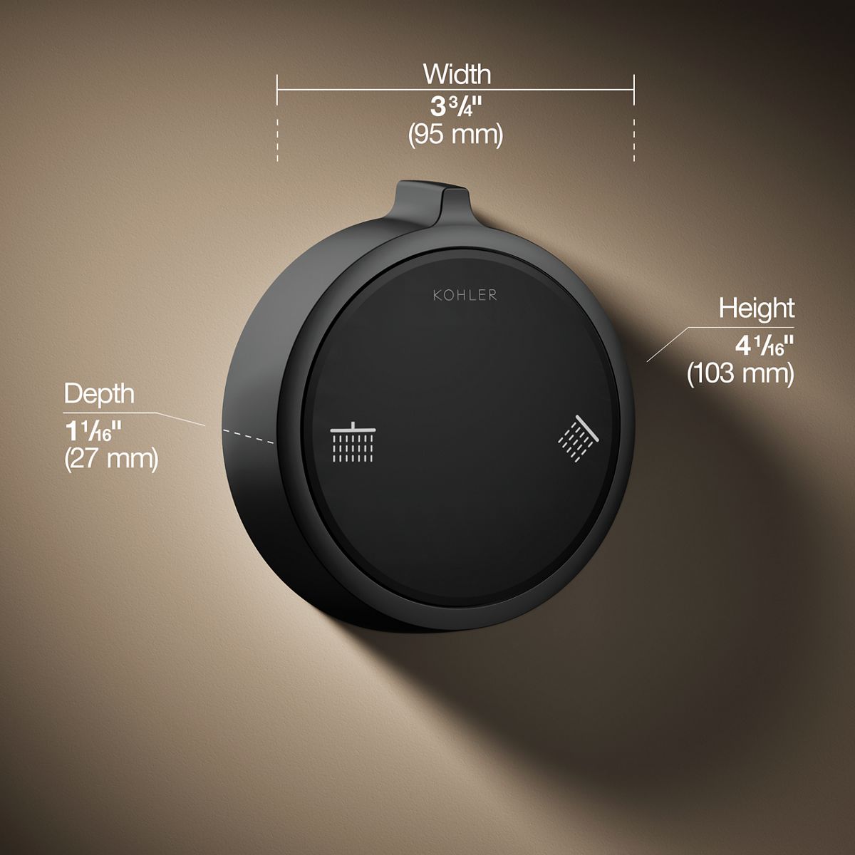 3/4 view of product with dimensions