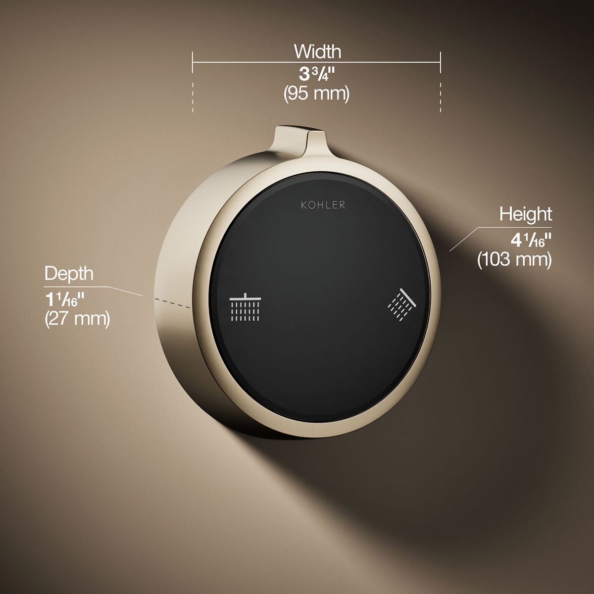 3/4 view of product with dimensions