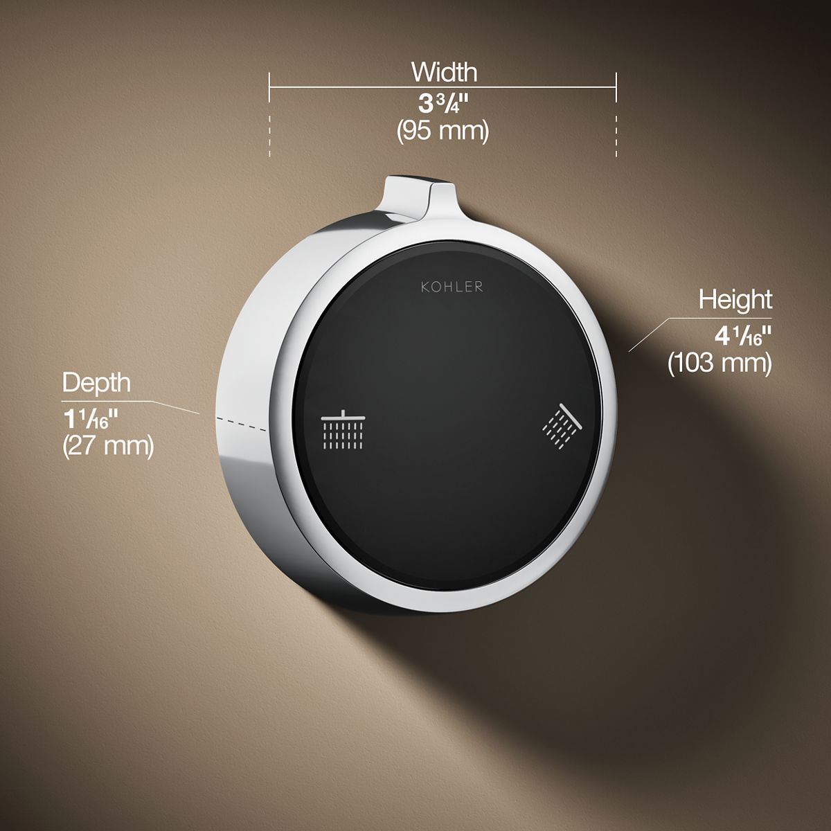 3/4 view of product with dimensions