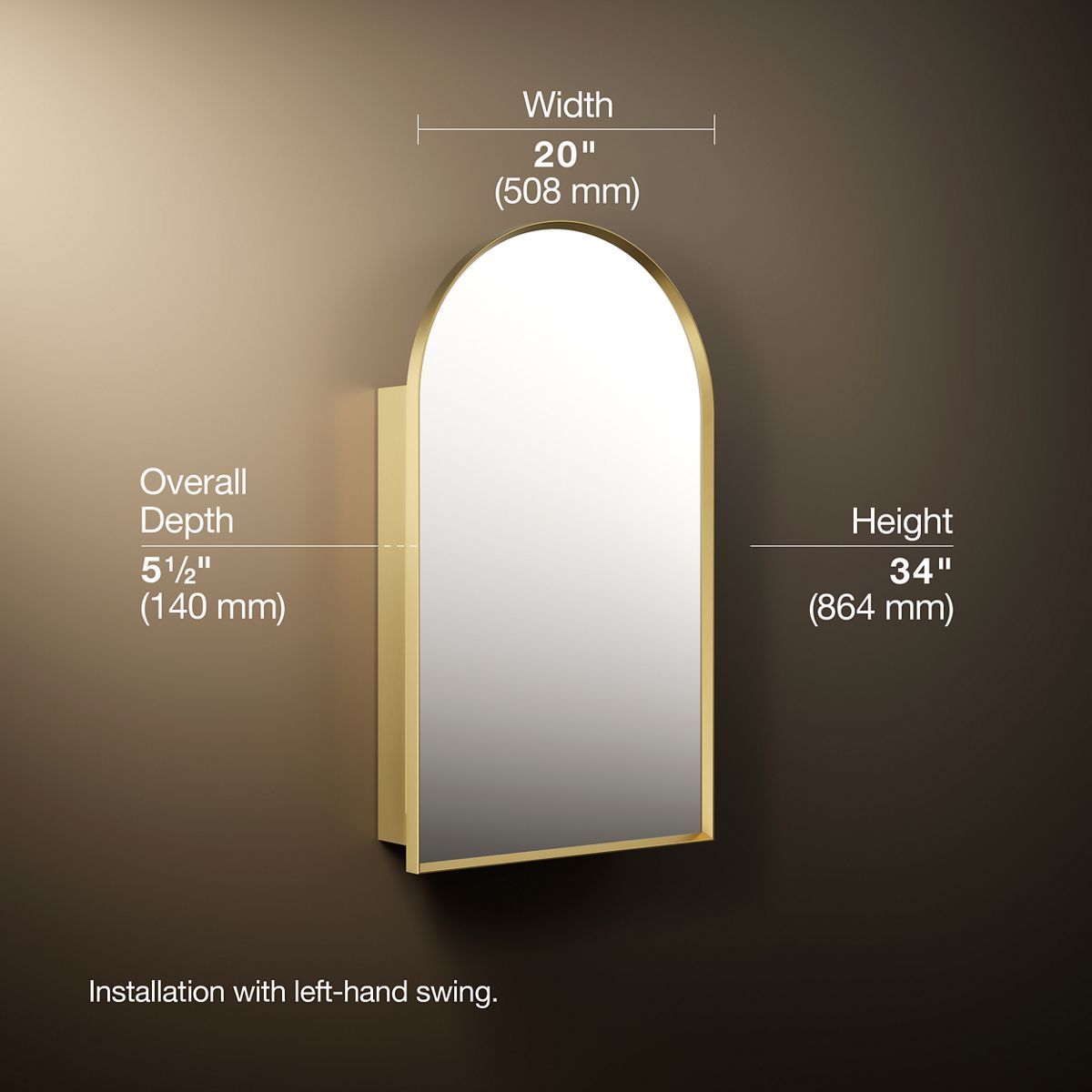 3/4 view of product with dimensions
