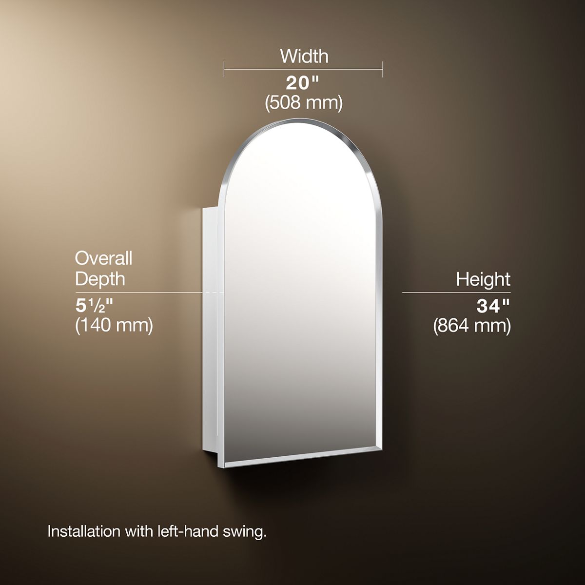 3/4 view of product with dimensions