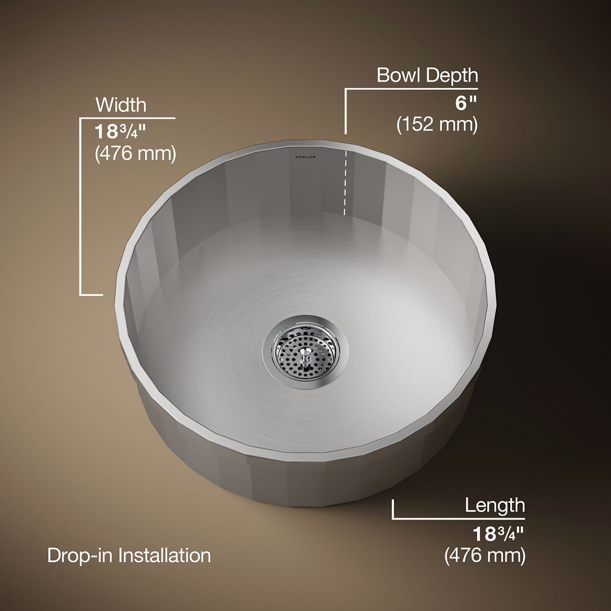 3/4 view of product with dimensions