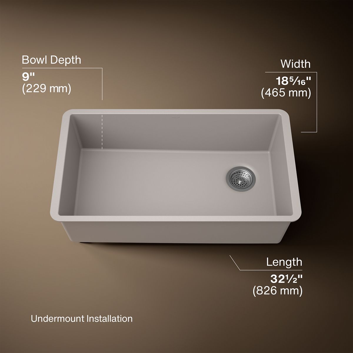 3/4 view of product with dimensions