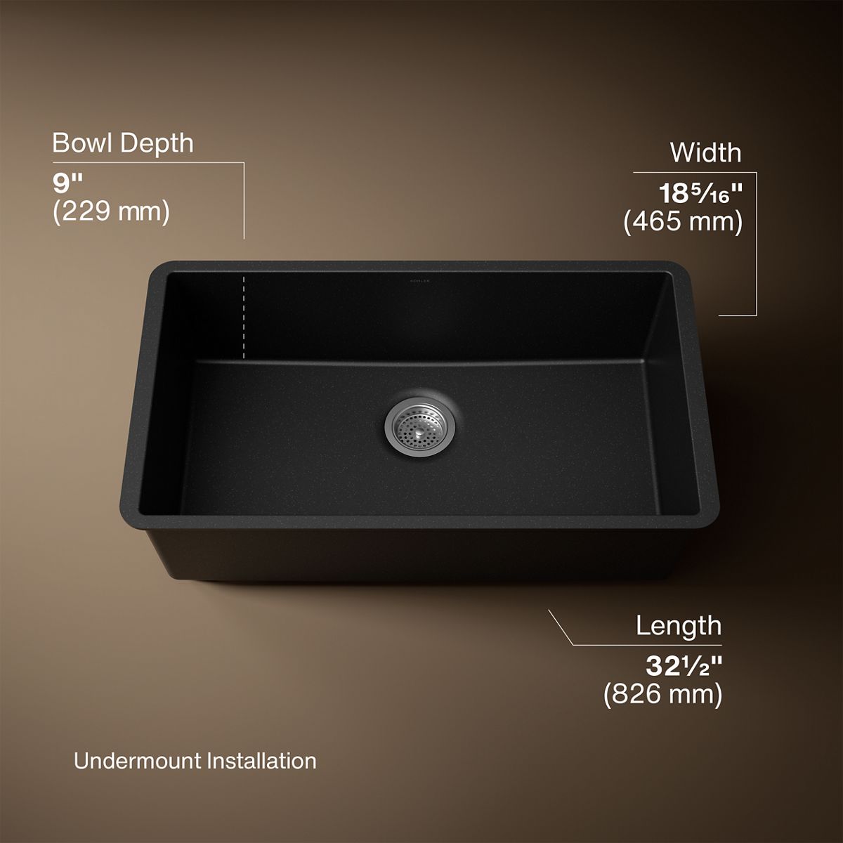 3/4 view of product with dimensions